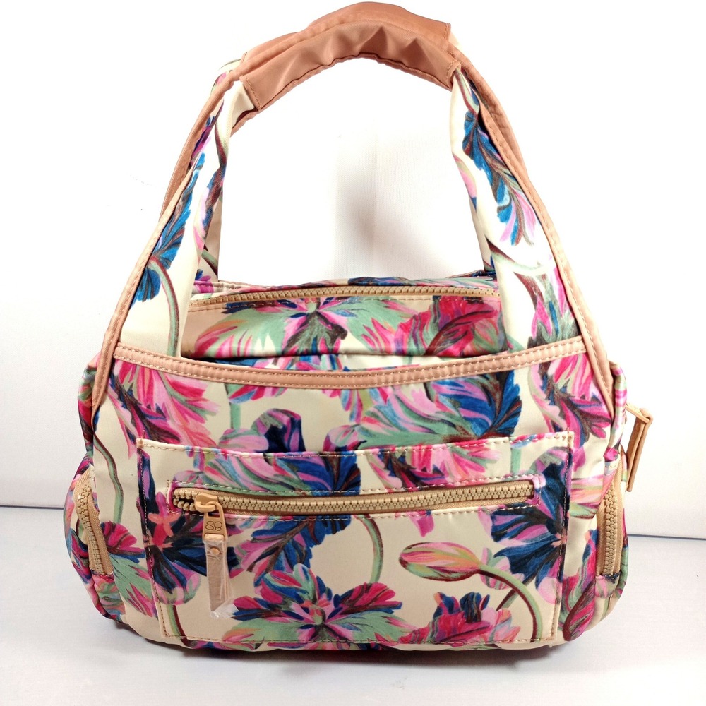 Samantha Brown Travel Bag Floral Nylon Crossbody Satchel Travel Duffel Small